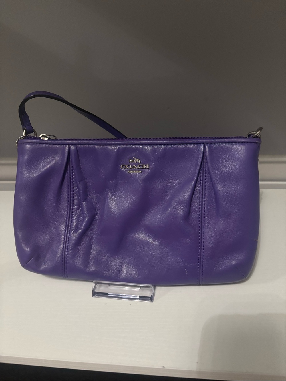 Coach Purple Leather Wristlet - Picture 2 of 9